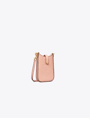 Shop Tory Burch T Monogram Leather Phone Crossbody In Blush