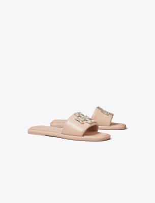 Shop Tory Burch Double T Deco Sport Slide In Shell Rose Pink