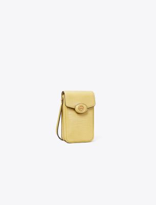 Shop Tory Burch Robinson Crosshatched Phone Crossbody In Butter Mint