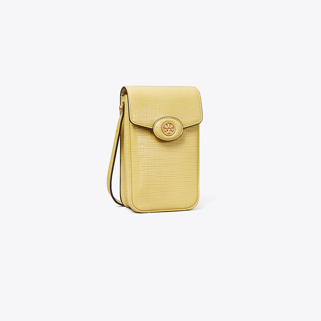 Shop Tory Burch Robinson Crosshatched Phone Crossbody In Butter Mint