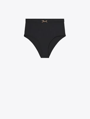 Tory Burch Clip Bikini Bottom In Black (core)