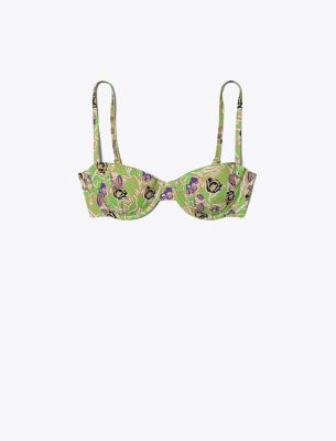 Tory Burch Printed Underwire Bikini Top In Green Scribble Floral