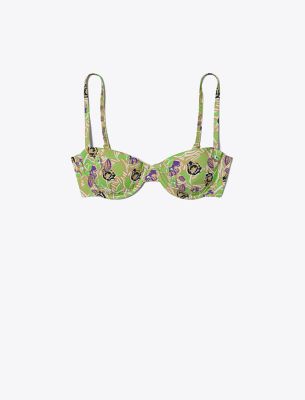 Shop Tory Burch Printed Underwire Bikini Top In Green Scribble Floral