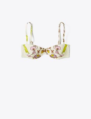 Shop Tory Burch Printed Underwire Bikini Top In Chartreuse Field Convo Scarf