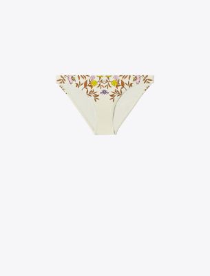 Shop Tory Burch Printed Bikini Bottom In Chartreuse Field Convo Scarf