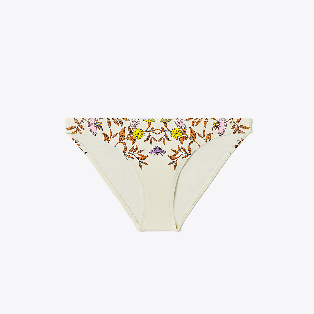 Shop Tory Burch Printed Bikini Bottom In Chartreuse Field Convo Scarf