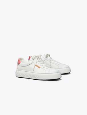 Shop Tory Burch Ladybug Sneaker In Purity/pink Pembe