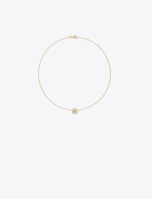 Tory Burch Kira Mother-of-pearl Flower Pendant Necklace In Tory Gold/mother Of Pearl