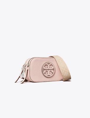 Tory Burch Miller Patent Border Mini Crossbody Bag Pale Pink In Pink