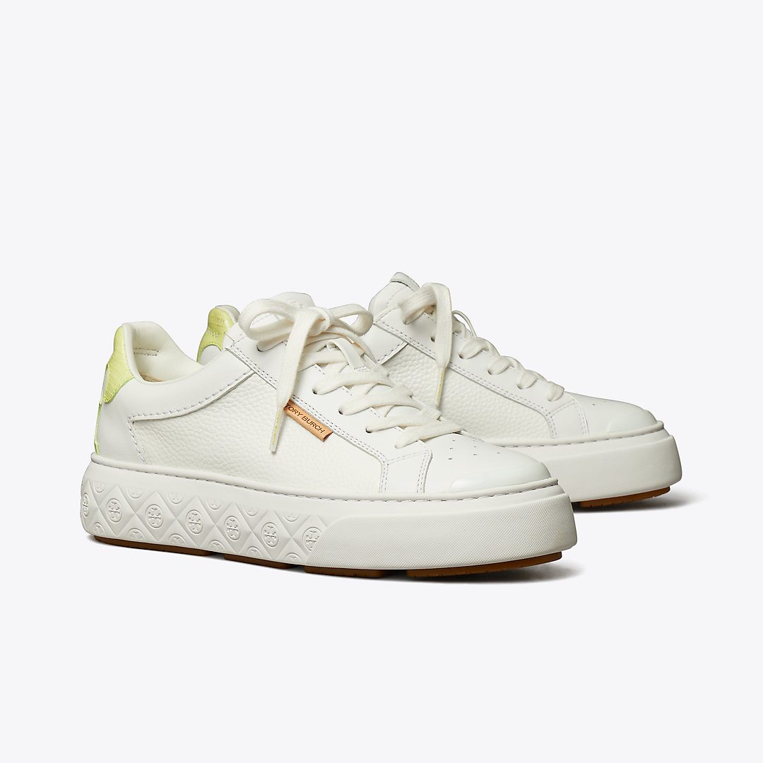 Shop Tory Burch Ladybug Sneaker In Purity/lime Green