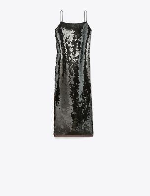 Tory Burch Sequin Slip Dress In Dark Scarlet