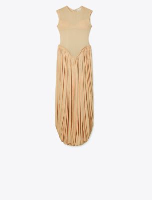 Tory Burch Draped Jersey Dress In Washed Apricot