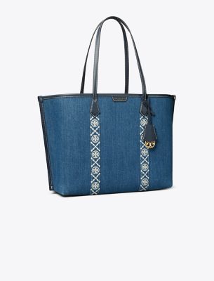 Shop Tory Burch Perry Denim Triple-compartment Tote