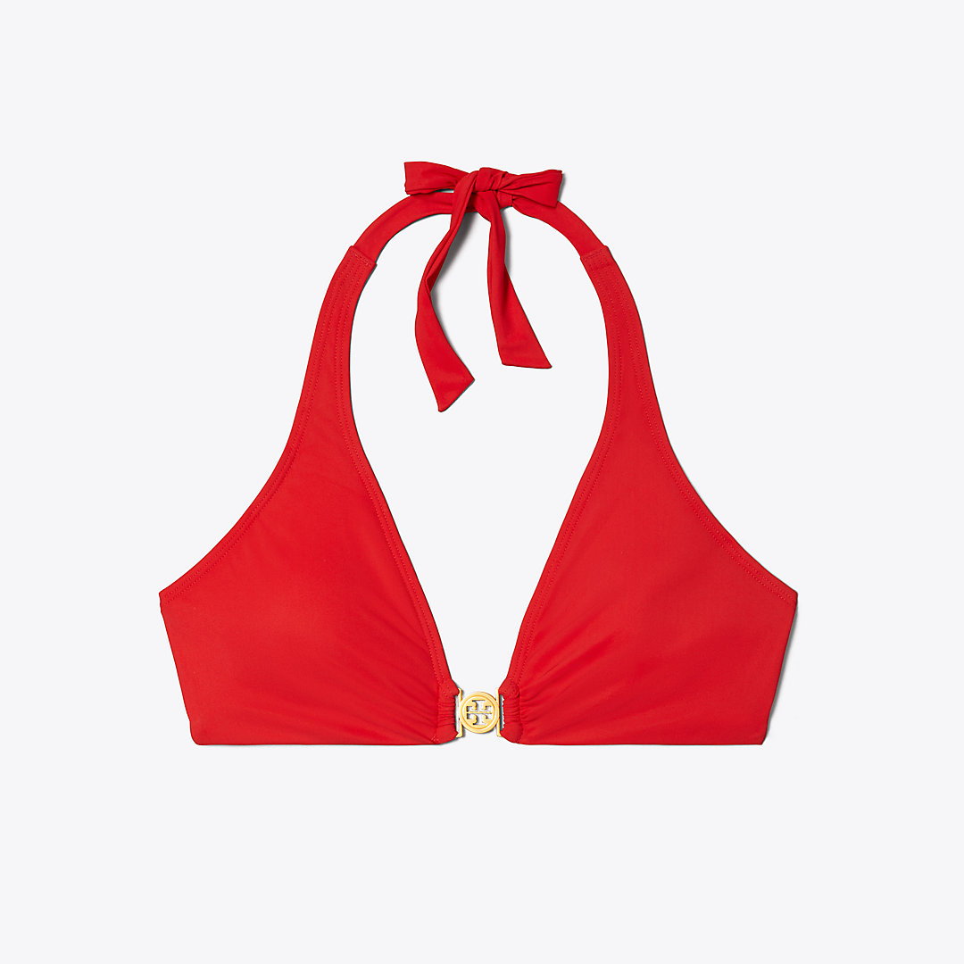 Tory Burch Miller Halter Bikini Top In Poppy Red