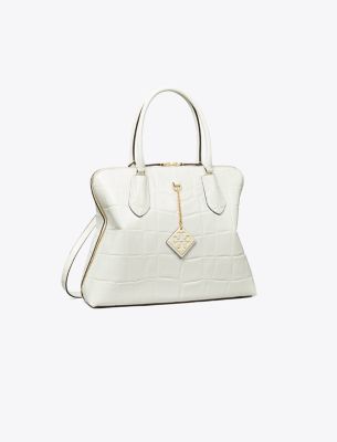 Tory Burch Embossed Swing Bag In Optic White