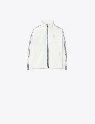 Tory Sport Tory Burch Logo Tape Full-zip Anorak In Snow White
