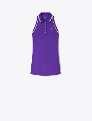 Shop Tory Sport Tory Burch Polo Piqué Tank Dress In Vibrant Purple/new Ivory