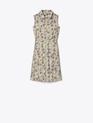 Shop Tory Sport Printed Performance Golf Dress In Green Scribble Floral
