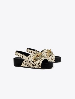 Tory Burch Jessa Platform Sandal In Cow Print/black