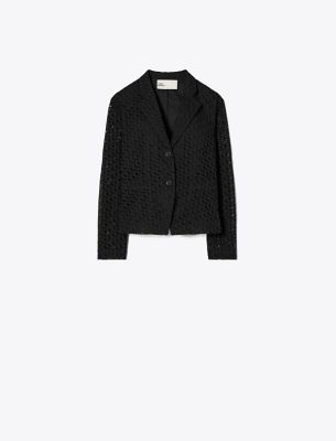 Shop Tory Burch Embroidered Broderie Anglaise Jacket In Black