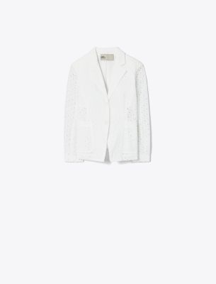 Shop Tory Burch Embroidered Broderie Anglaise Jacket In White