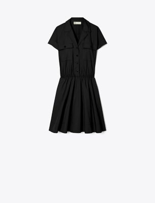 Shop Tory Burch Cotton Poplin Shirtdress In Black