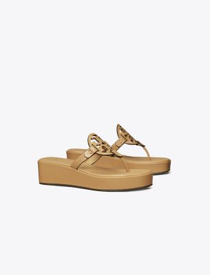 Shop Tory Burch Miller Wedge Sandal In Ginger Shortbread