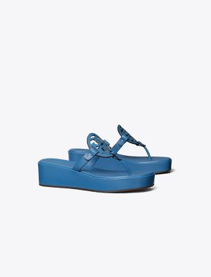 Shop Tory Burch Miller Wedge Sandal In Dark Blue Azure