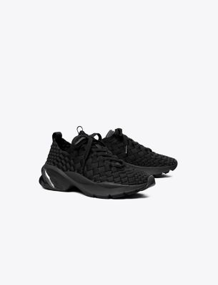 Tory Burch Good Luck Woven Trainer In Perfect Black