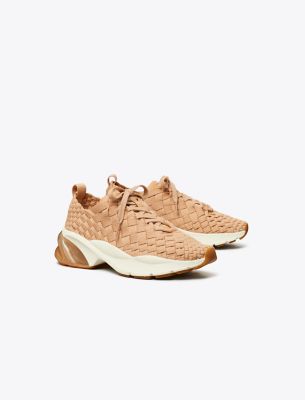 Tory Burch Good Luck Woven Trainer In Vintage Blush