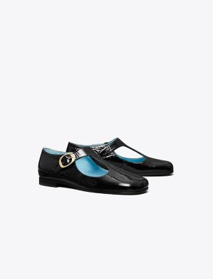 Tory Burch Violet Leather Mary Jane Ballerina Loafers In Nero