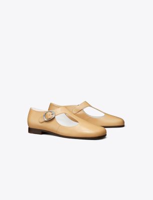 Shop Tory Burch Violet T-strap In Cornsilk