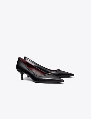 Tory Burch Double T Buckle Kitten Heel Pump In Black