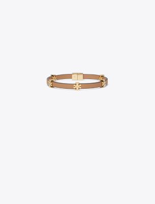Tory Burch Eleanor Bio Bracelet In Tory Gold/classic Chestnut