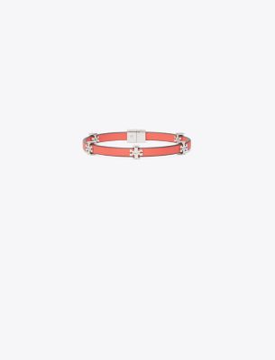 Shop Tory Burch Eleanor Bio Bracelet In Light Silver/pembe