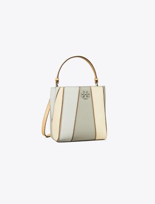 Tory Burch Small Mcgraw Colorblock Bucket Bag In Light Granite Multi