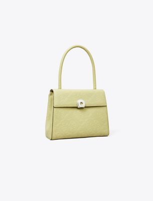 Shop Tory Burch Small Deville Prismatic Logo Bag In Taupe Green