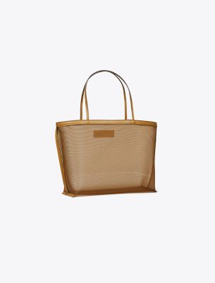 Tory Burch Mesh Tote In Cuoio