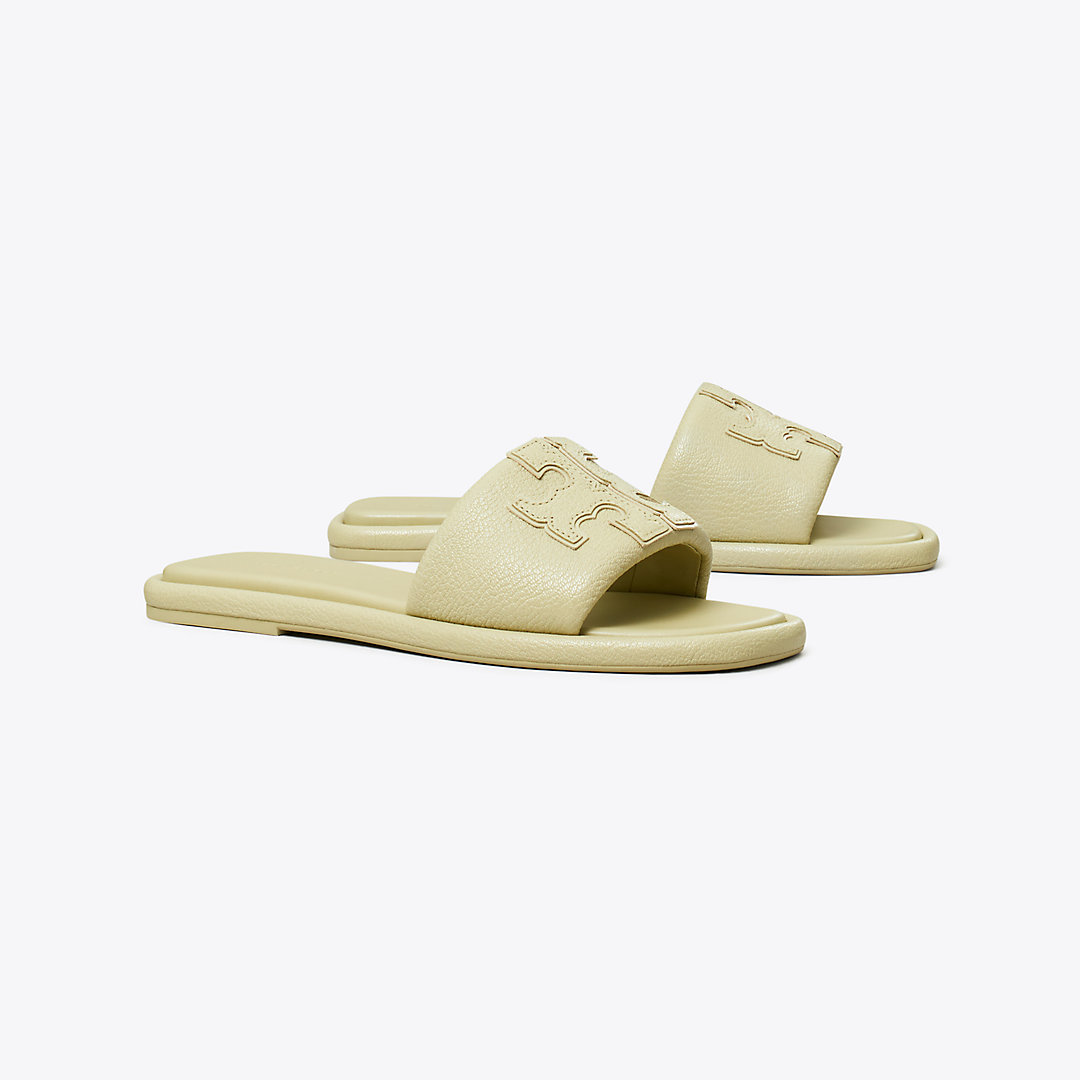 Tory Burch Double T Burch Slide In Olive Sprig