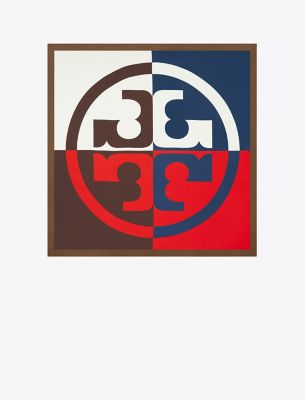 Tory Burch Colorblock Logo Silk Square