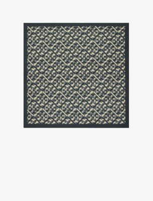 Tory Burch Prismatic T Monogram Silk Neckerchief In Prismatic Logo Neckerchief  - Black