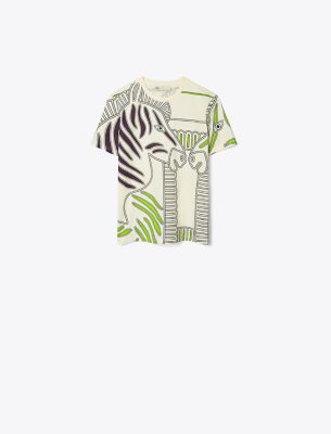 Shop Tory Burch Printed Jersey T-shirt In Ivory Zebra