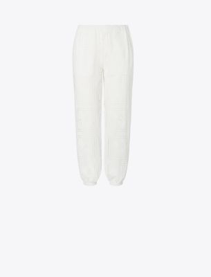 Shop Tory Burch Eyelet Beach Pants In White