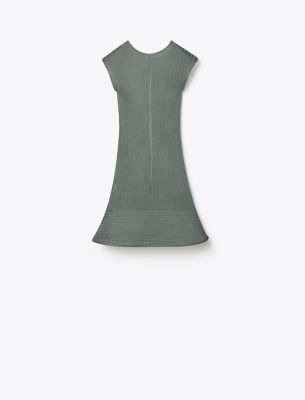 Shop Tory Burch Viscose Knit Dress In Shine Olive Slate