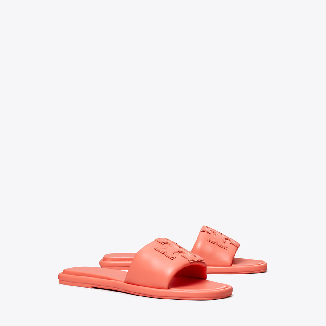 Tory Burch Double T Burch Slide In Coral Crush