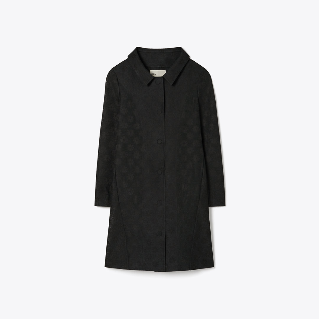 Tory Burch Cotton And Linen Daisy Coat In Black