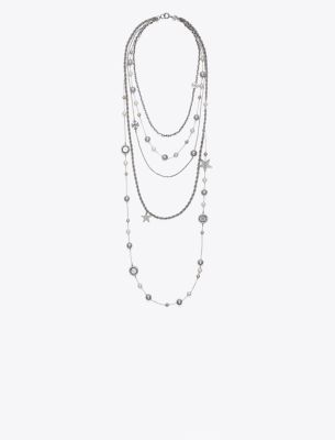 TORY BURCH CRYSTAL AND PEARL NECKLACE 