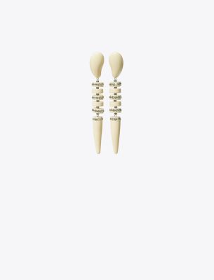 Tory Burch Snake Earring In Ivory/crystal