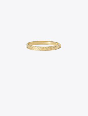 Tory Burch T Monogram Pavé Hinge Bracelet In Tory Gold/crystal