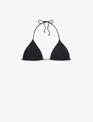 Shop Tory Burch Gemini Link String Bikini Top In Black/gold